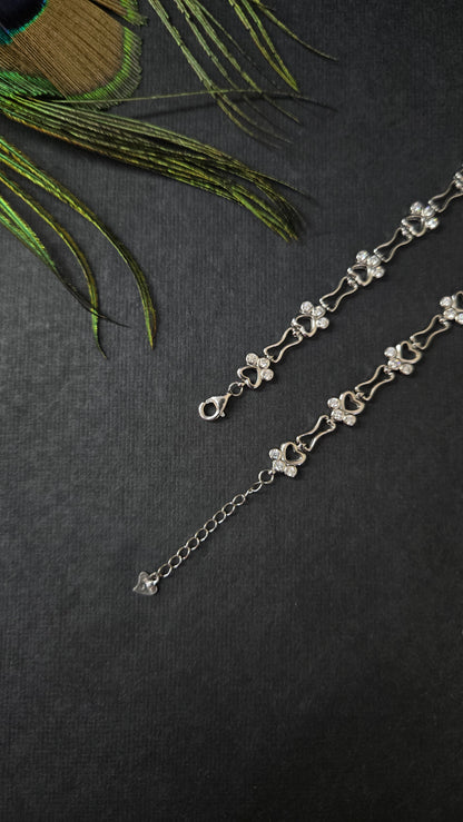 Zircon paw print anklets