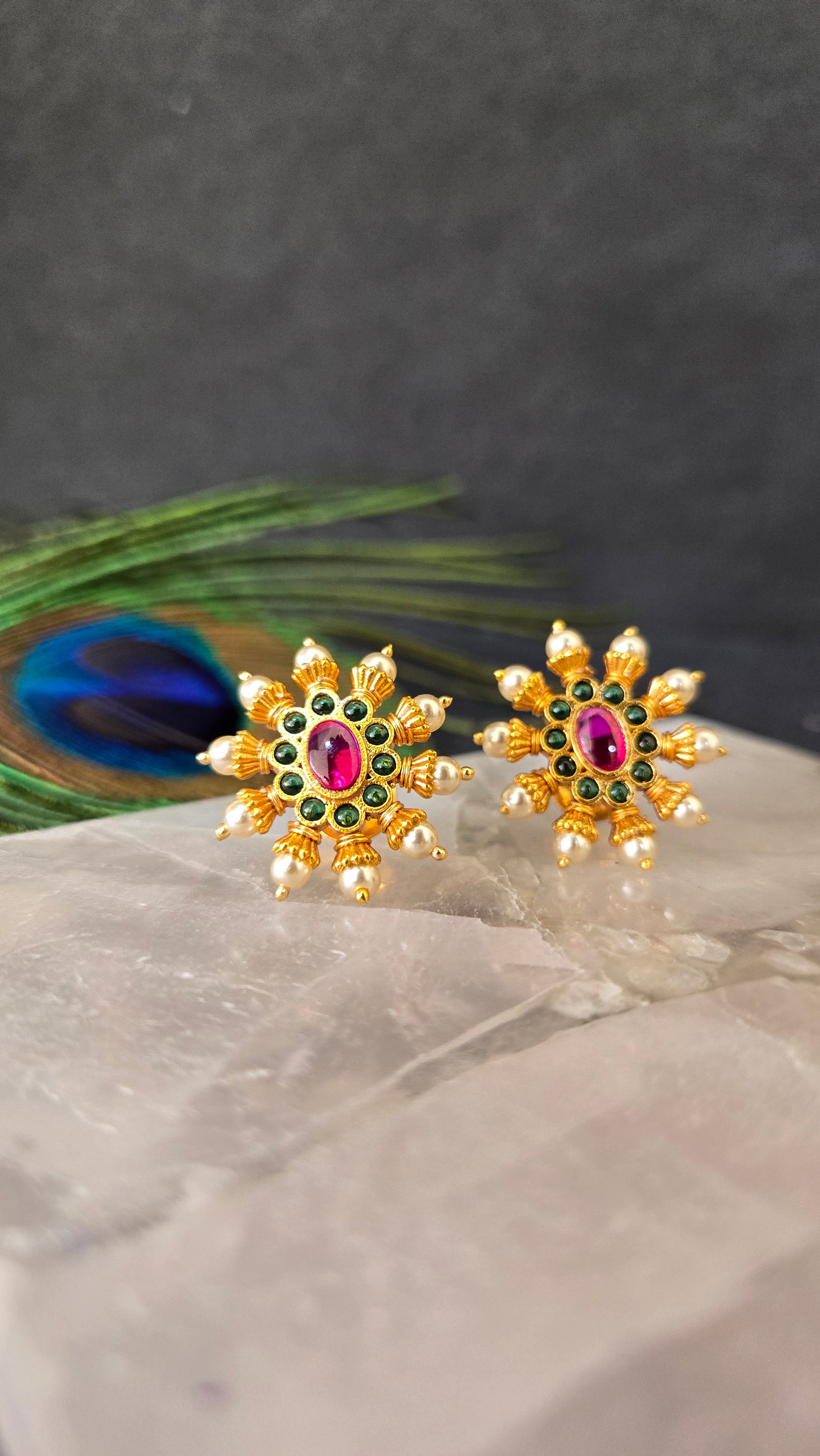 Pearl and kundan Stud Earrings