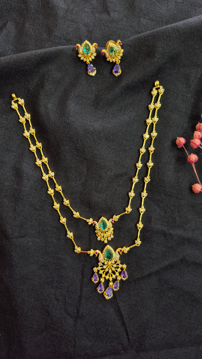Double layer CZ stone necklace