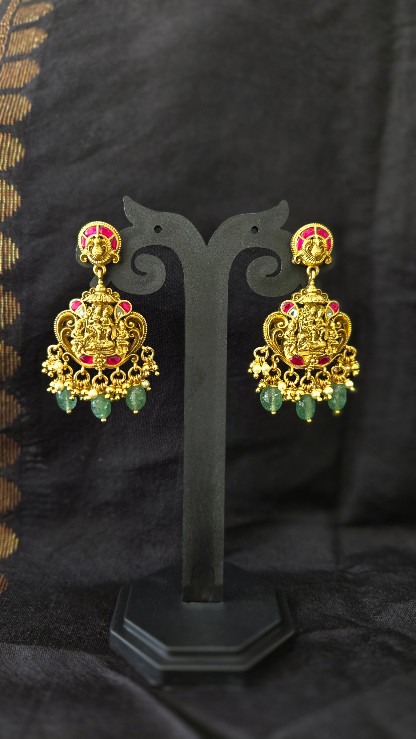 Intricate shiva and Parvathi Nakas earrings