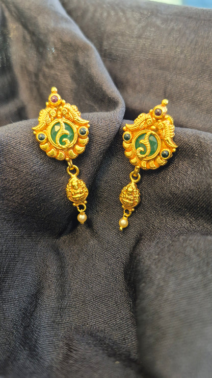 7 in 1 Green stone nakas earrings