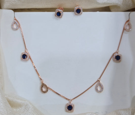 Blue white stoned invisible chain