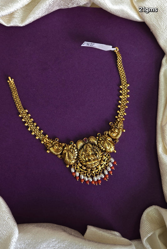 Nagas Laxmi necklace with coral and pearls drops