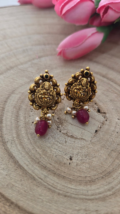 Lakshmi stud with Red drop