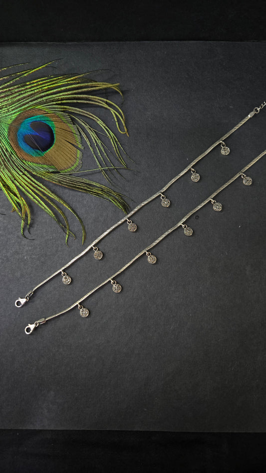 Black Marca sterling silver anklets