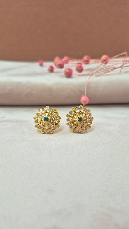 CZ green hrudya stone stud