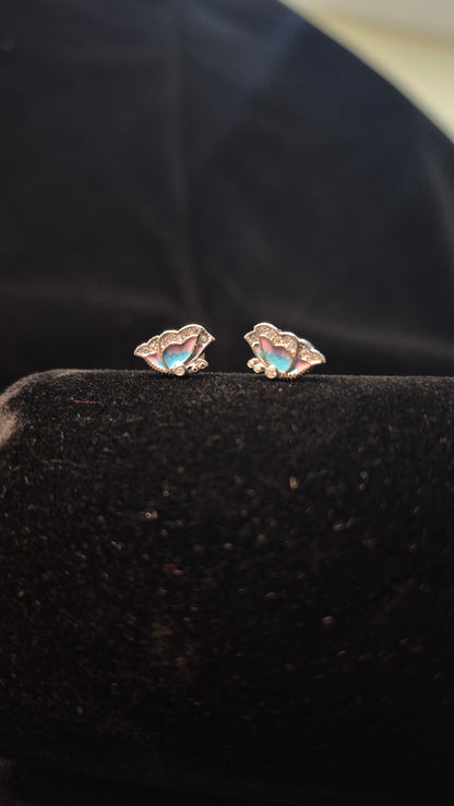 Double colour stone Butterfly stud