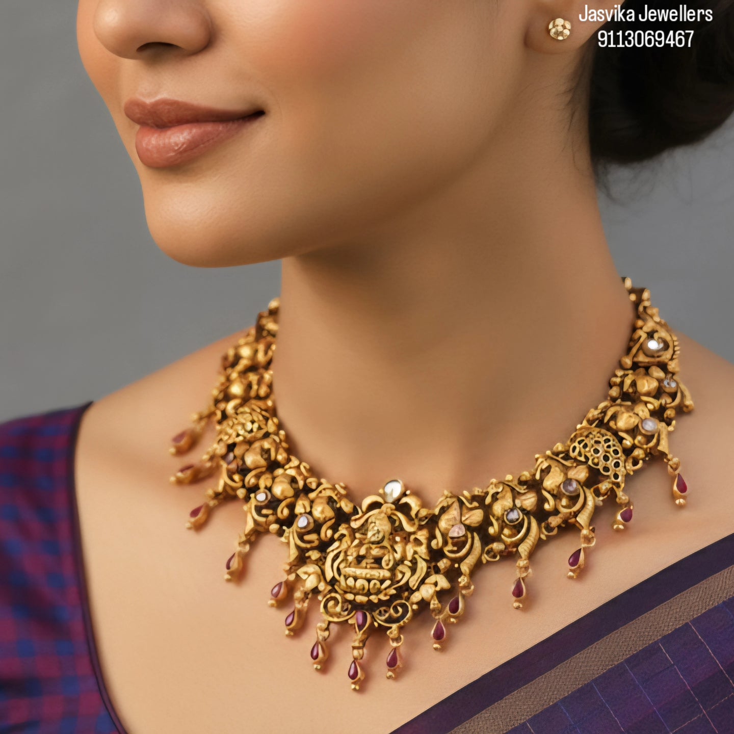 Laxmi and peacock motif Nakshi kundan Necklace
