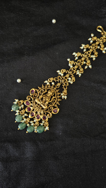 Antique Lakshmi maang tikka with kundan finishing