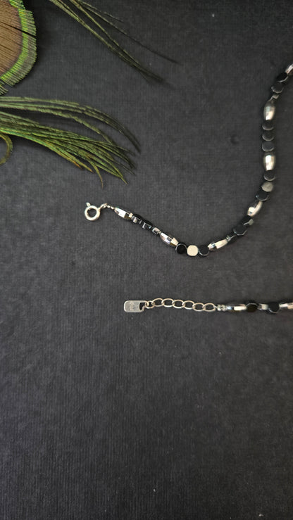 Black magnetite semi precious stone anklets