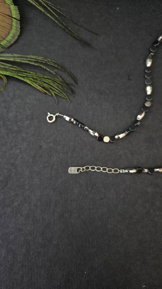 Black magnetite semi precious stone anklets