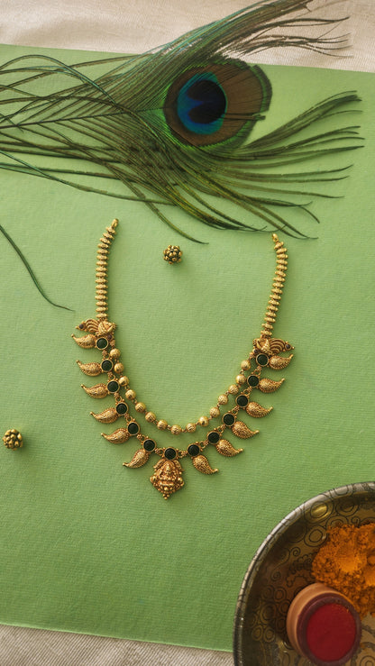 Mango green semi precious stones double layer Necklace