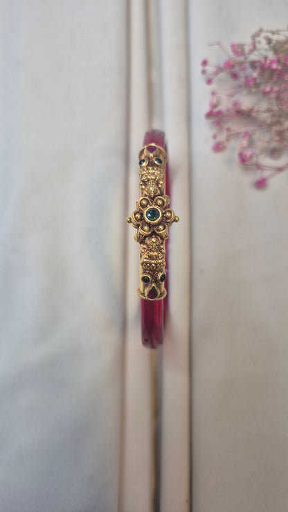 12 colour Nakas Mogappu bangle with Green and Red stone with lakshmi