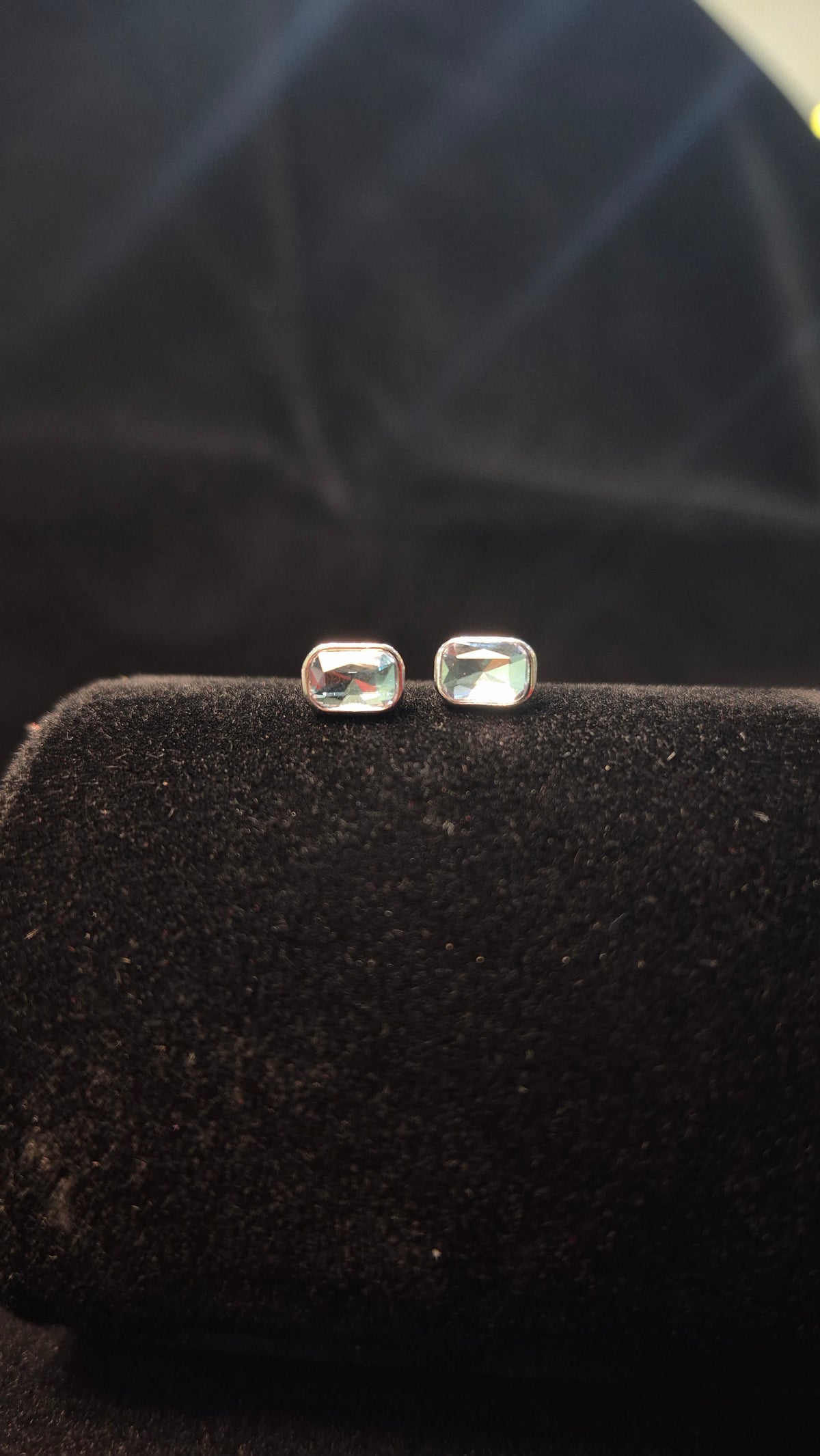 Sky blue Rectangular Stone Helix stud