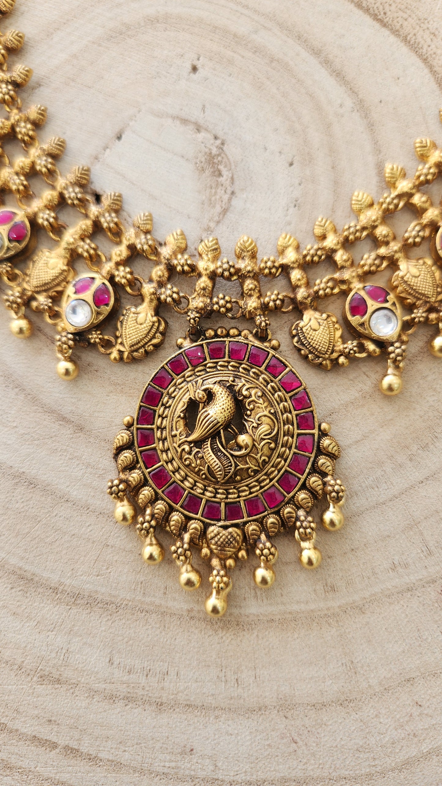Nakshi Kundan with peacock motifs Necklace