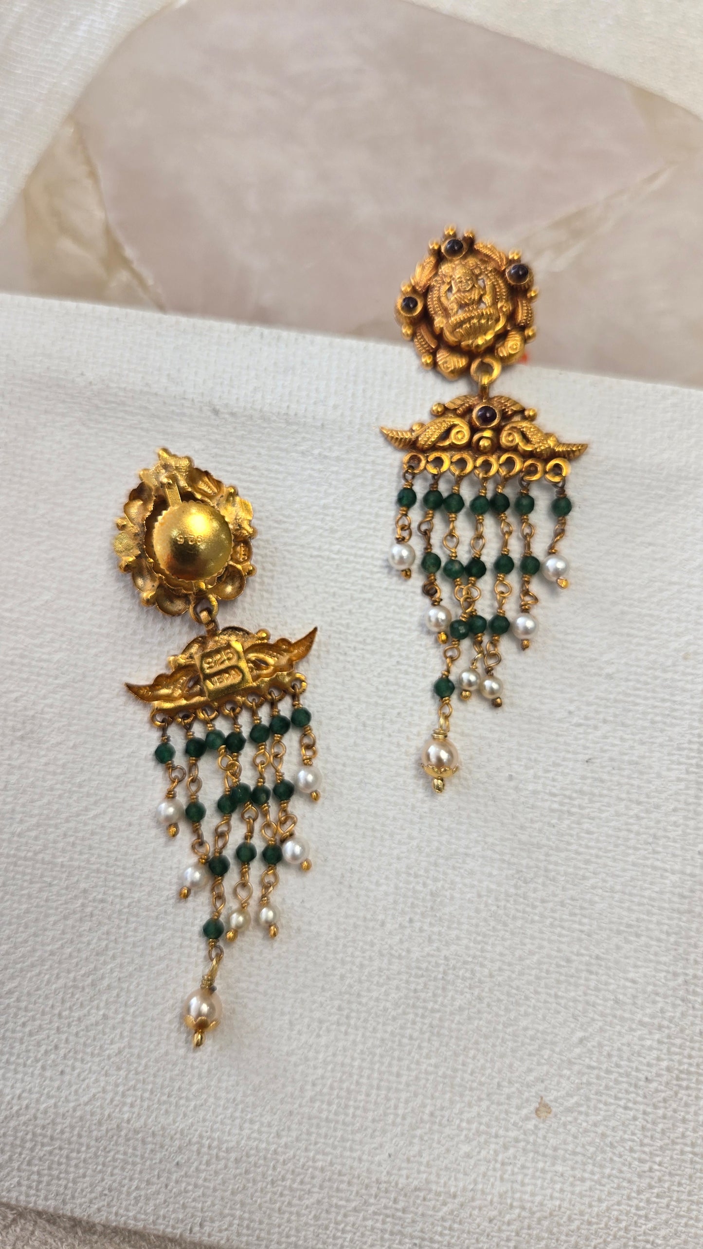 Green bead Hanging Earrings