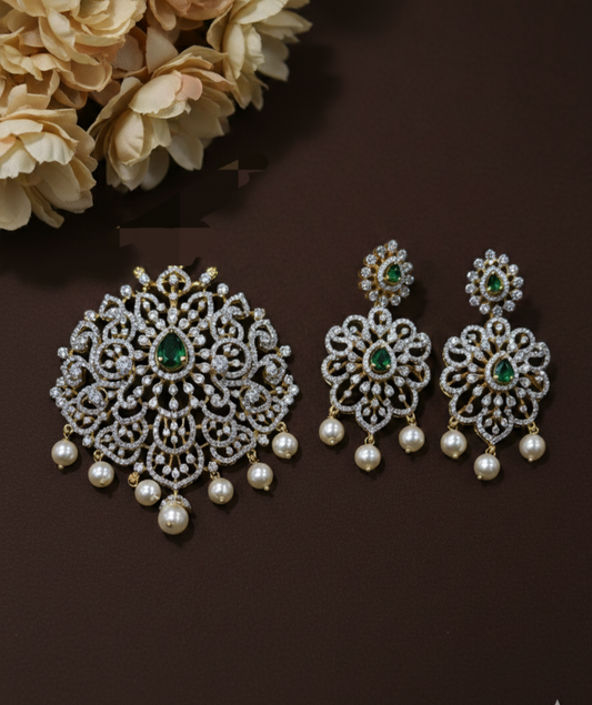Zircon pendant set with earring