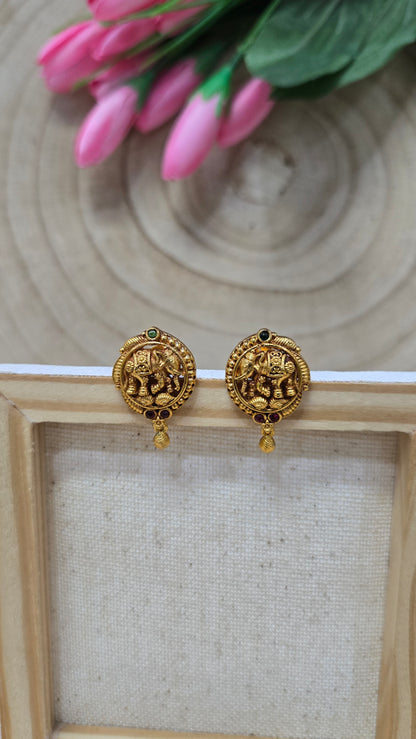 Elephant stud with gold drop