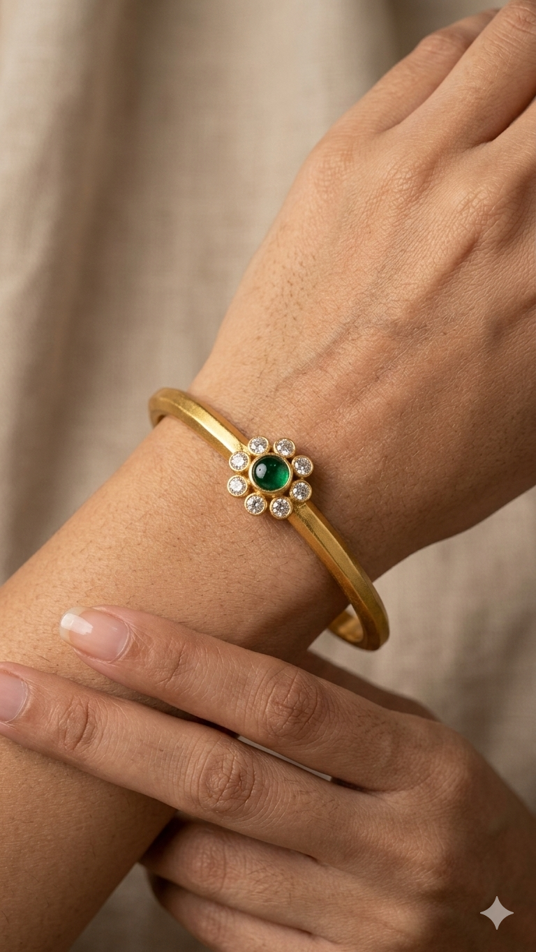Nagas Bangle with green stone