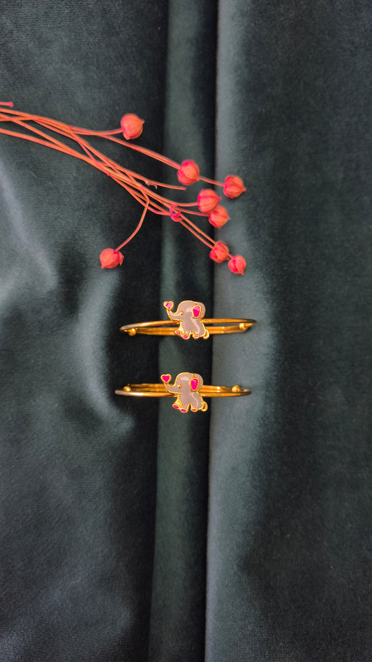 Baby Elephant kada on gold polish