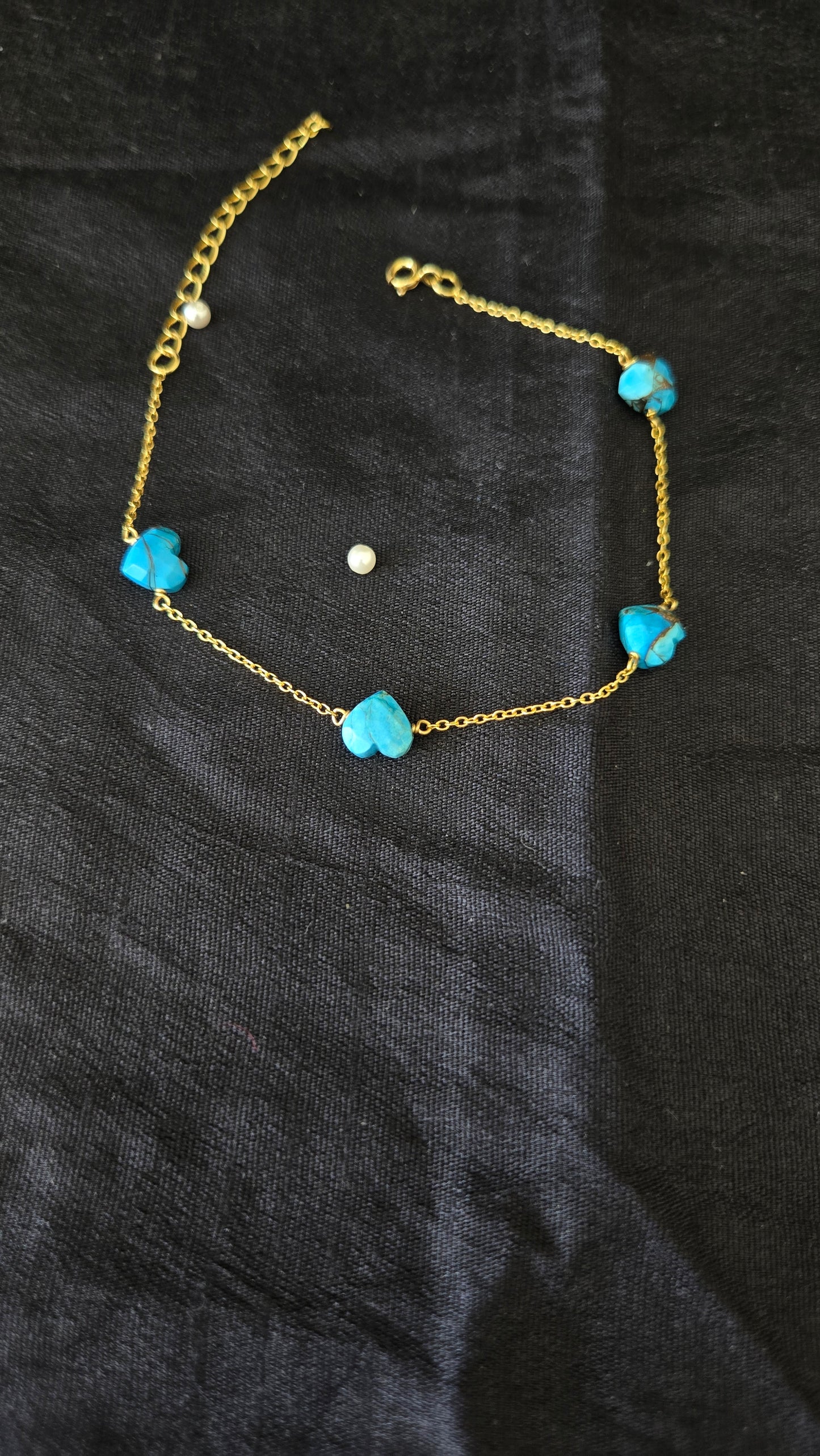 Turquoise heart carved semi precious bracelets