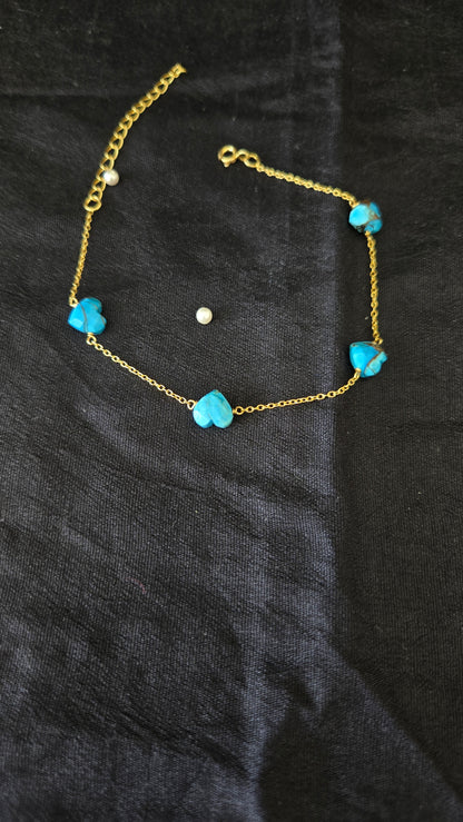 Turquoise heart carved semi precious bracelets