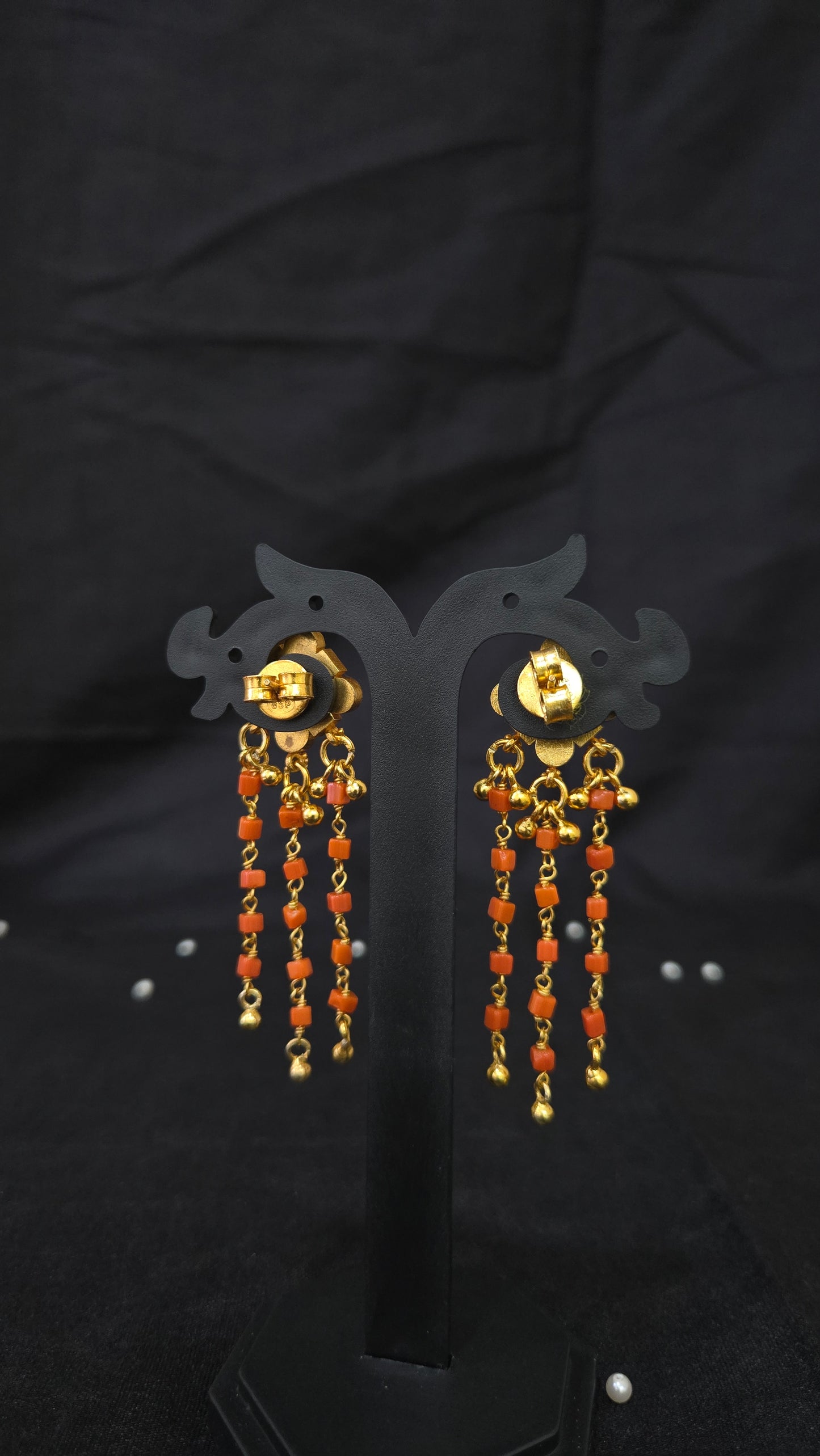 Kundan long drops with corals