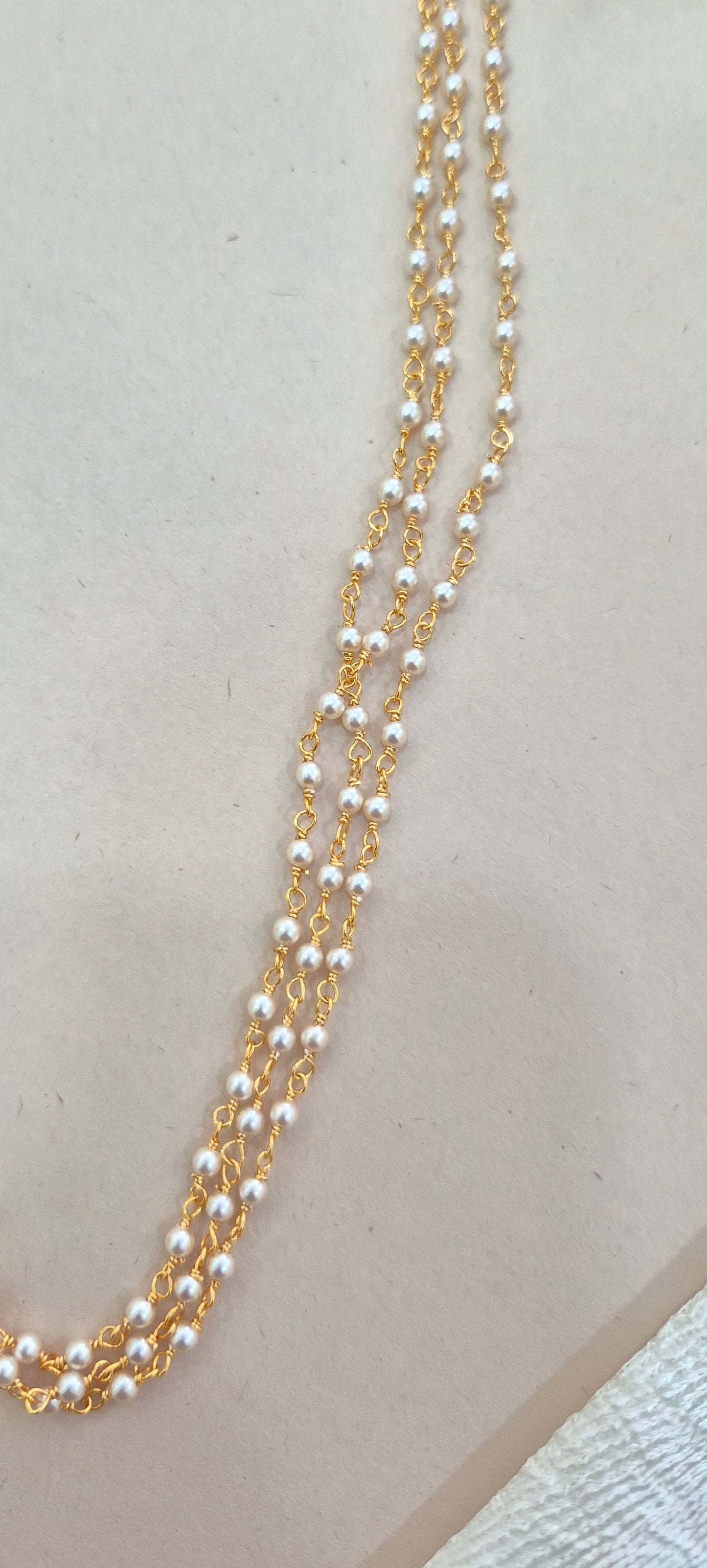 Swarovski pearls 3 layer chain