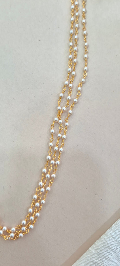 Swarovski pearls 3 layer chain