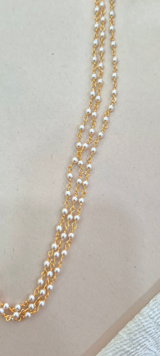 Swarovski pearls 3 layer chain