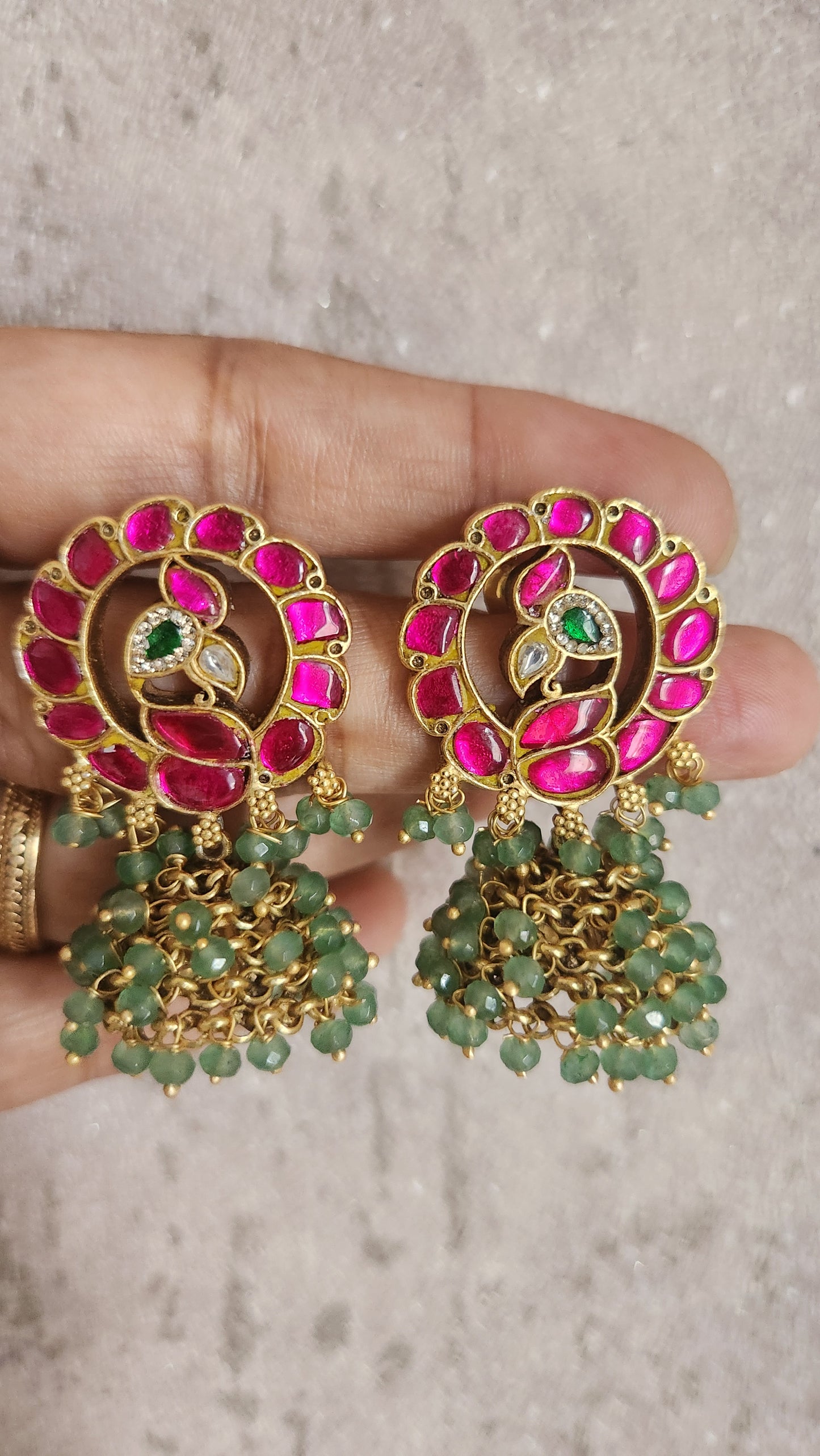 Kundan and beads jhumka contemporary style