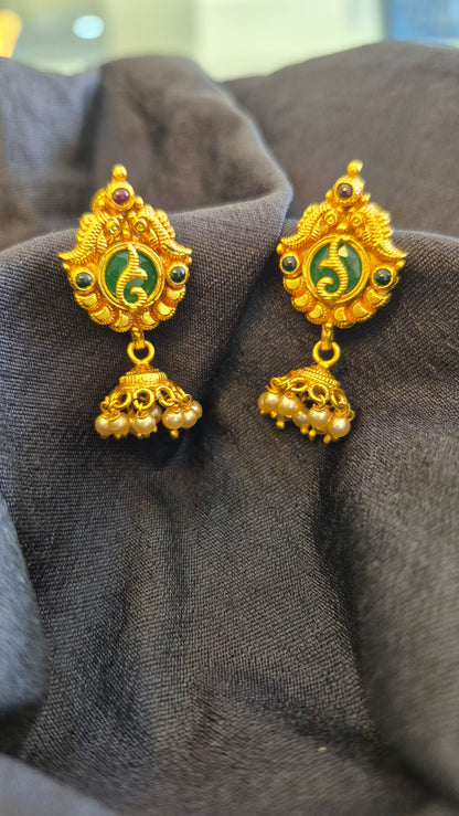 7 in 1 Green stone nakas earrings