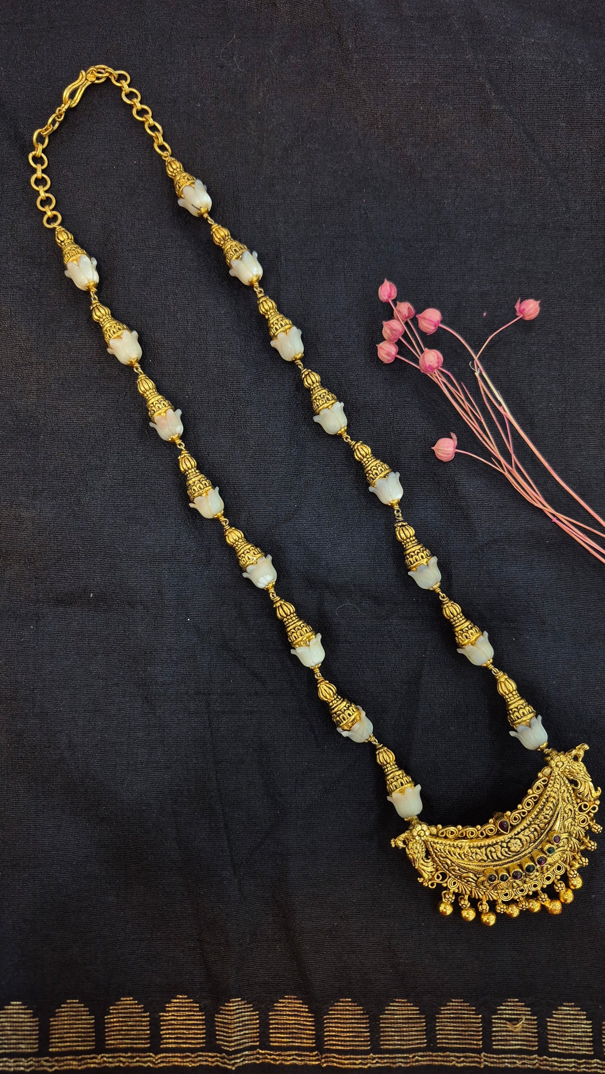 Coorgi styled tulip beads mala