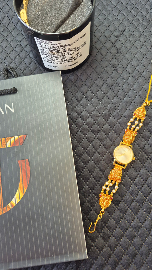 Original Titan watch with silver pearl nakshi strap
