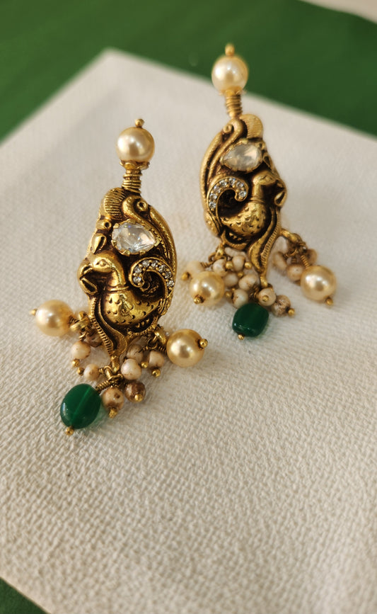 Peacock Motif Nakshi Kundan studs