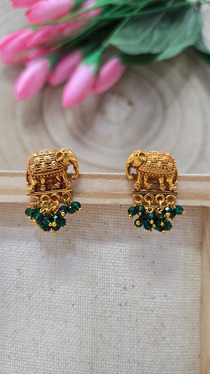 Green elephant earring