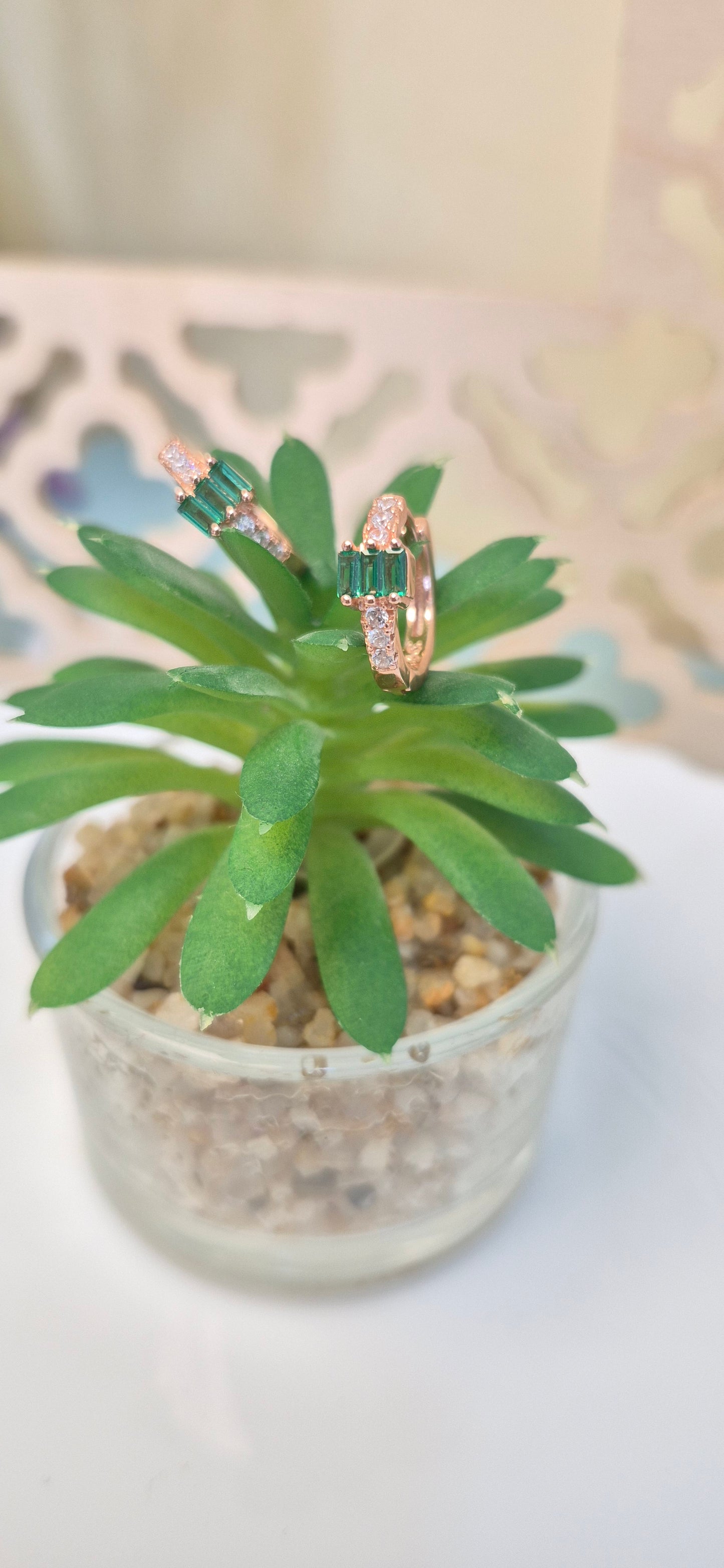 Rose gold Green stone cz bali