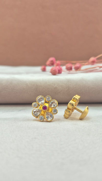 Red CZ Stone Stud