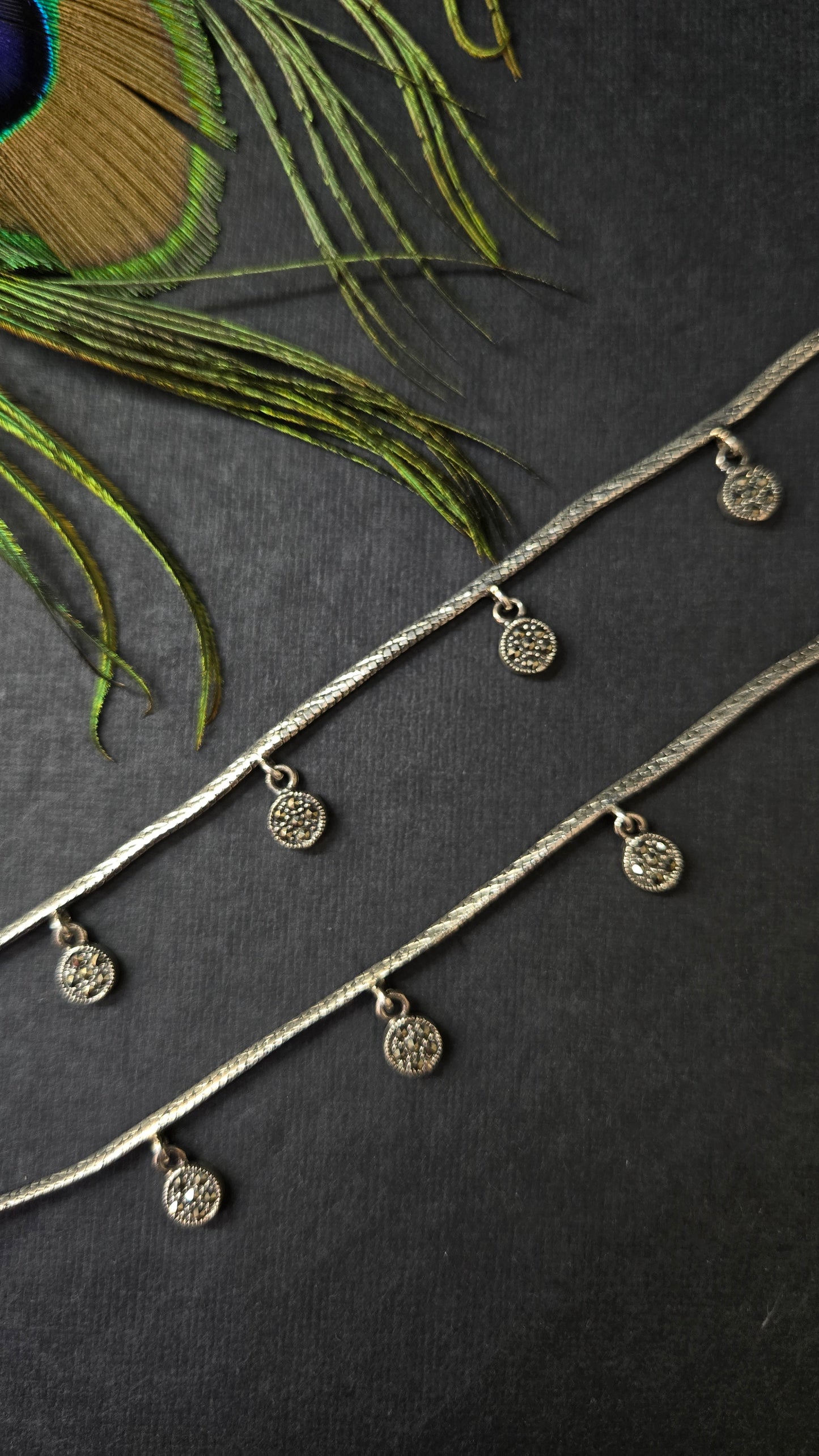 Black Marca sterling silver anklets