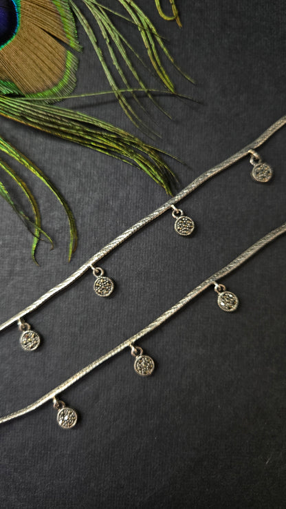 Black Marca sterling silver anklets