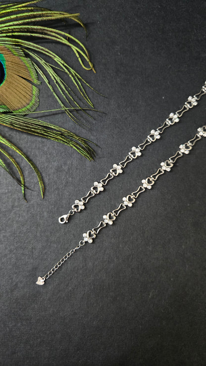 Zircon paw print anklets