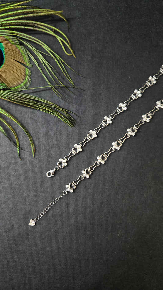Zircon paw print anklets