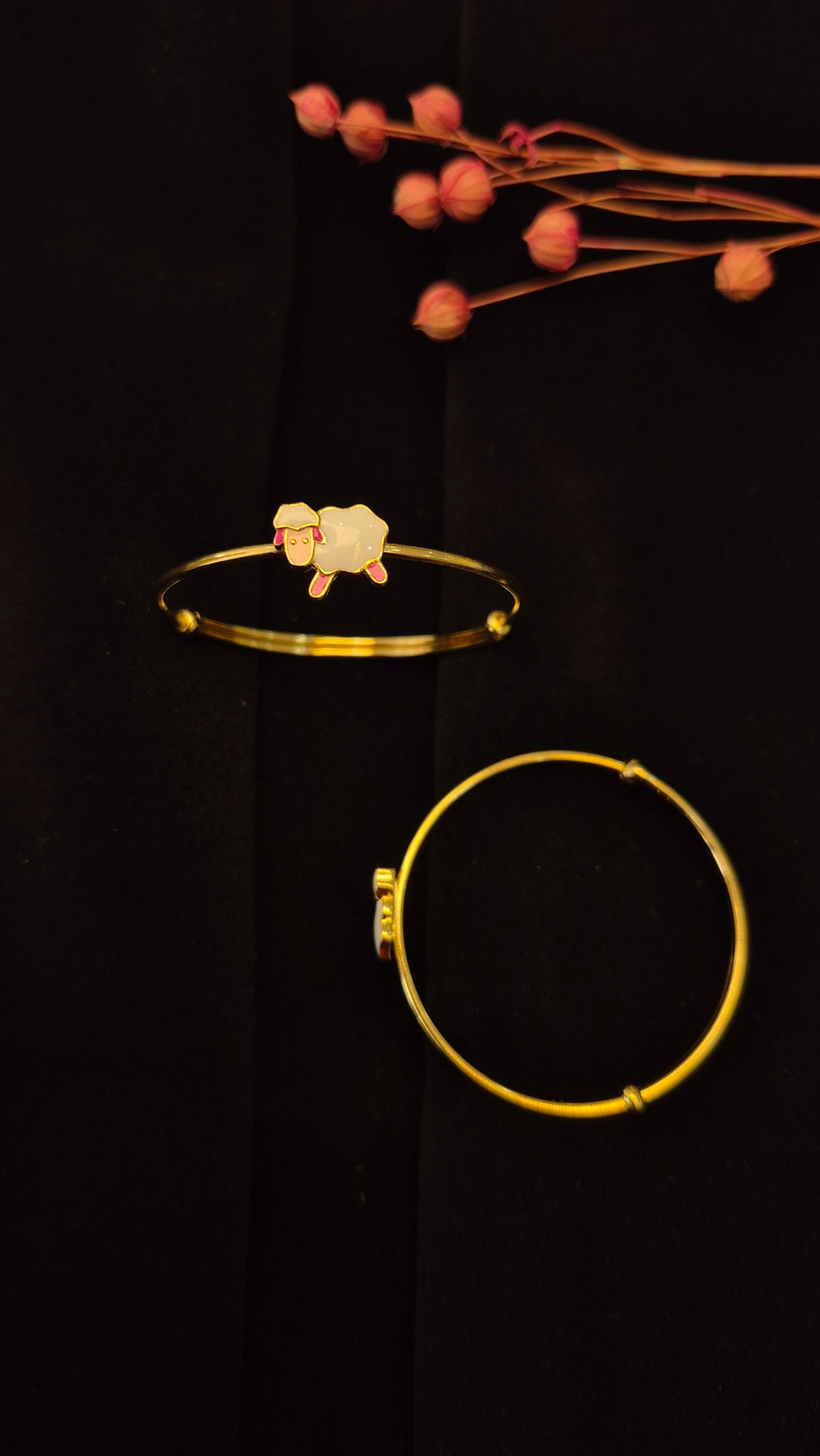 Baby sheep kada on gold polish