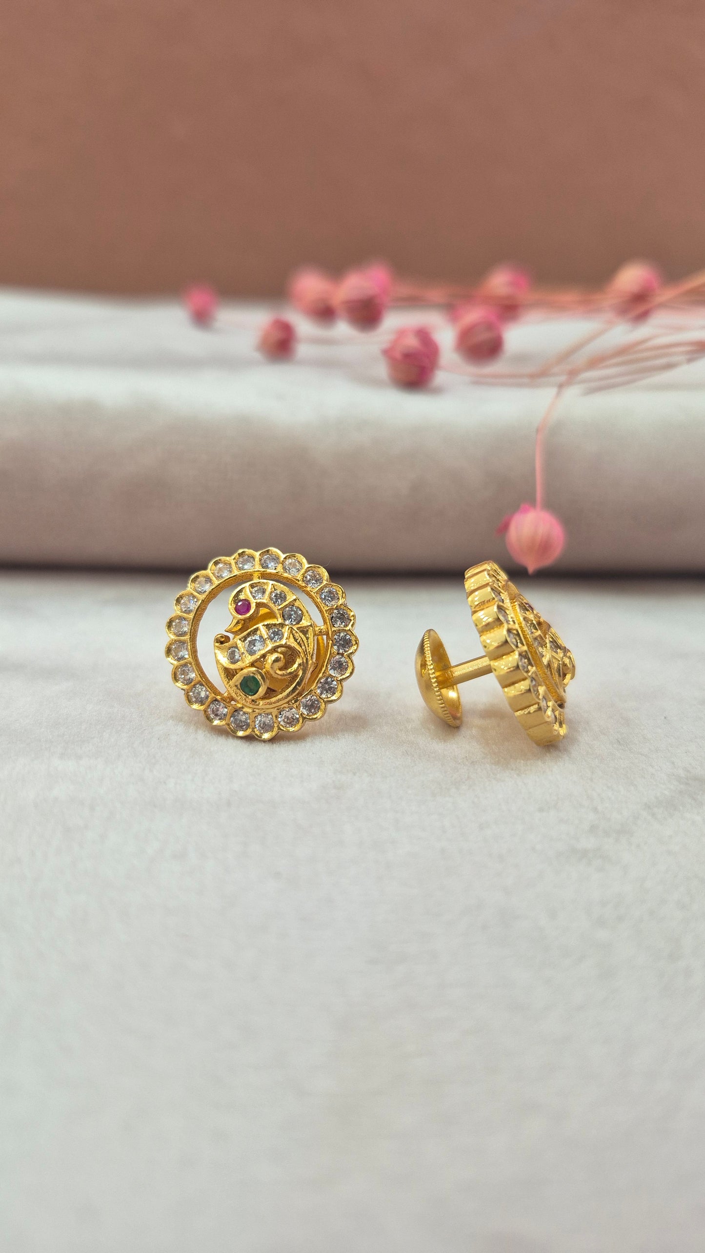 CZ stone peacock Stud