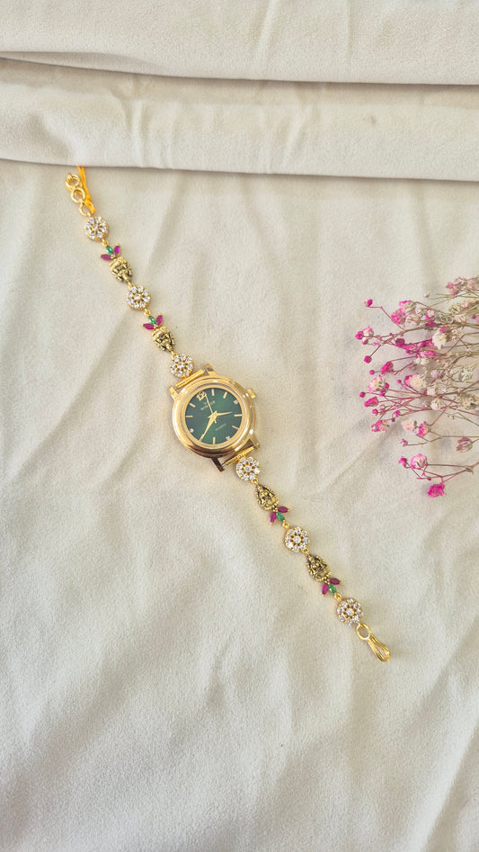 Green Dial CZ stone lakshmi watch