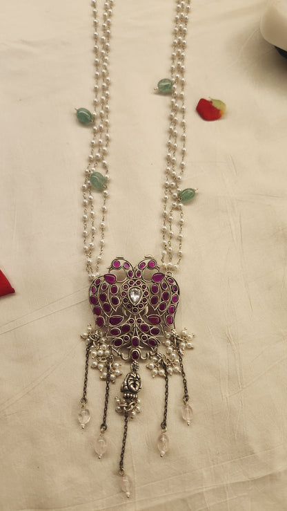 Silver Boho style with Gandaberunda neck piece