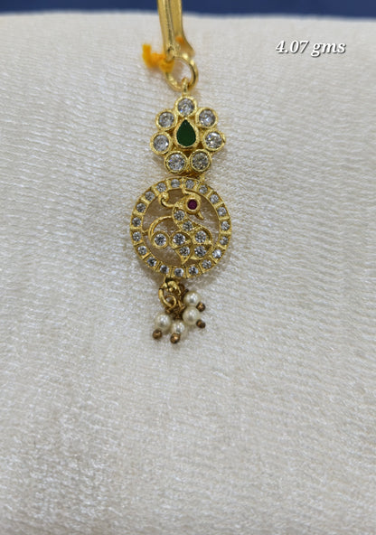 Peacock cute stone Maang tikka