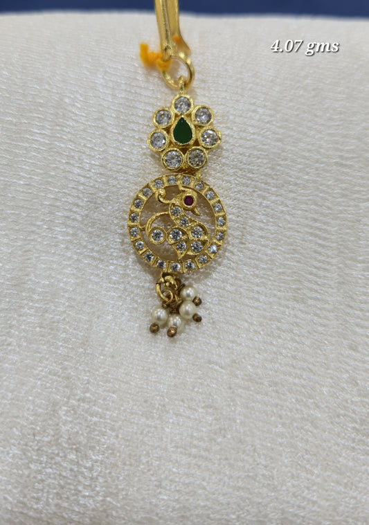 Peacock cute stone Maang tikka