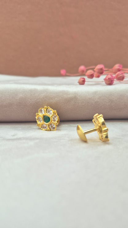 CZ Stone Stud green lotus