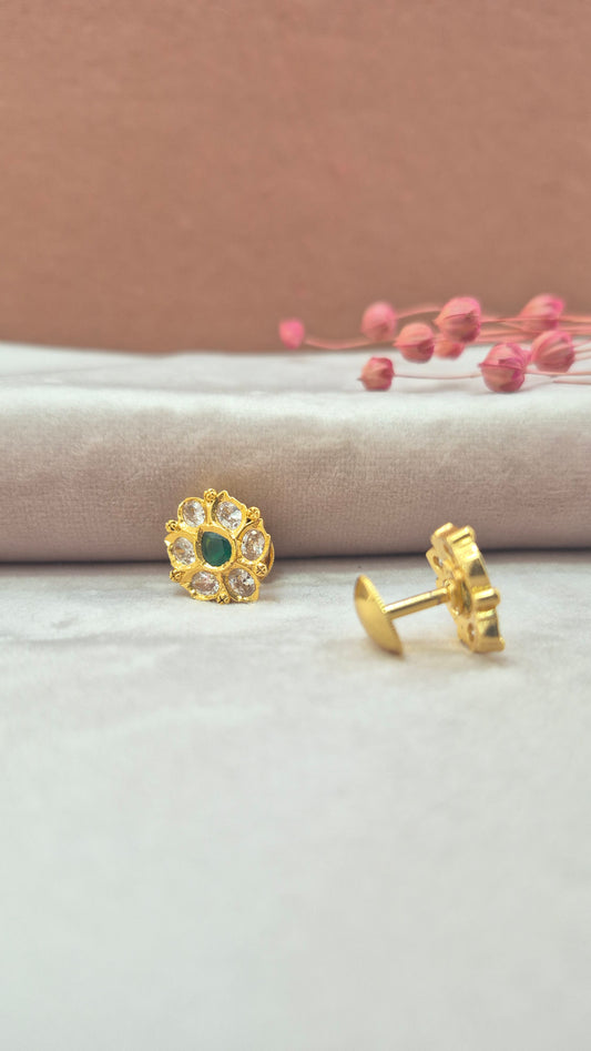CZ Stone Stud green lotus